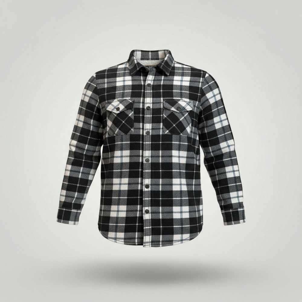 Freedom Foundry Plaid Shirt Jacket Mens Medium Black Sherpa Flannel Workwear